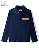 Arias Cotton Knit Full Sleeves Textured Polo T-Shirt With Pocket - Navy Blue