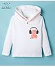 Arias Cotton Knit Full Sleeves Pullover Hooded T-Shirt with Text Embroidery - White