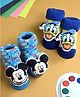 Yellow Bee Disney Cotton Pack of 2 Mickey Mouse & Donald Duck Applique Detailed 3D Socks - Blue