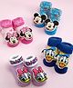 Yellow Bee Disney Pack Of 4 Cotton Mickey, Minnie, Donald & Daisy Duck Applique Detailed 3D Socks - Multi Color