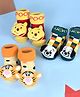 Yellow Bee Disney Pack of 3 Cotton Tigger, Lucky Dog & Winnie the Pooh Applique Detailed 3D Socks - Multi Color