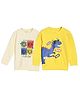 The Mom Store Cotton Blend Knit Pack Of 2 Full Sleeves Animal Printed Light Winter Sweatshirts - Beige & Yellow
