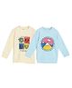 The Mom Store Cotton Blend Knit Pack Of 2 Full Sleeves Typography & Animals Printed Light Winter Sweatshirts -Beige & Light Blue