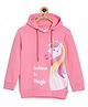 The Mom Store Cotton Blend Knit Full Sleeves Believe In Magic Text Printed Hooded Light Winter Sweatshirt - Pink