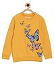 The Mom Store Cotton Blend Knit Full Sleeves Butterflies Printed Light Winter Sweatshirt - Yellow