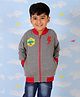 The Mom Store Cotton Blend Knit Full Sleeves Thunderbolt Printed Light Winter Bomber Jacket - Grey