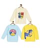 The Mom Store Cotton Blend Knit Pack Of 3 Full Sleeves Dinosaur & Typography Printed Light Winter Sweatshirts - Multi Colour