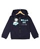 The Mom Store Cotton Blend Knit Full Sleeves Dream Big Text Printed Light Winter Hooded Jacket - Navy Blue