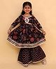 The Mom Store Cotton Knit Three Fourth Sleeves Floral Printed Gota Lace Embellished Kurti Sharara Set - Multi Colour