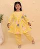 The Mom Store Cotton Knit Three Fourth Sleeves Floral Printed Anarkali Style Kurti & Pant Set - Multi Colour