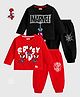 KUCHIPOO Cotton Blend Knit Pack Of 2 Full Sleeves Marvel Featuring Spiderman Character Printed Tees & Joggers Set - Red & Black