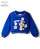 Arias 100% Cotton Knit Full Raglan Sleeves Brushed Terry Sweatshirt With Floral Applique - Blue