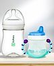 Kidbea Natural Baby Feeding Bottle, BPA-Free, Soft Nipple, Anti-Colic Design with Baby Feeding Sipper Cup Bottle (Pack of 2) | Wide Neck 270 & 200 ml - Blue