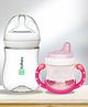 Kidbea Natural Baby Feeding Bottle, BPA-Free, Soft Nipple, Anti-Colic Design with Baby Feeding Sipper Cup Bottle (Pack of 2) | Wide Neck 270 & 200 ml - Pink