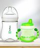 Kidbea Natural Baby Feeding Bottle, BPA-Free, Soft Nipple, Anti-Colic Design with Baby Feeding Sipper Cup Bottle (Pack of 2) | Wide Neck 270 & 200 ml - Green