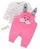 Wonderchild Bunny Embroidered Dungaree With Full Sleeves Tee Set - Pink