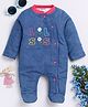 Wonderchild Full Sleeves Lil Sis Text Embroidered Sherpa Padding Detailed Sleepsuit - Denim
