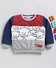 Wonderchild Full Sleeves Teddy Bears Printed Light Winter Sweatshirt - Maroon & Navy Blue