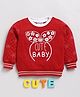Wonderchild Full Sleeves Cute Baby Text Printed Light Winter Sweatshirt - Red