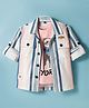 Dapper Dudes Full Sleeves Striped Shirt With Typography Printed Tee - Cream