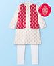 EARTHY TOUCH Single Jersey Knit Full Sleeves Kurta Pajama Set With Floral Print - White & Red