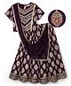 EARTHY TOUCH Single Jersey Knit Choli Lehenga & Dupatta Set With Floral Foil Print - Purple