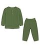 Mom's Home Organic Cotton Knit Full Sleeves Textured Tee & Pant Set - Green