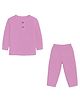 Mom's Home Organic Cotton Knit Full Sleeves Textured Tee & Pant Set - Pink
