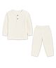 Mom's Home Organic Cotton Knit Full Sleeves Textured Tee & Pant Set - White & Yellow