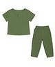 Mom's Home Organic Cotton Knit Half Sleeves Textured Tee & Pant Set - Green