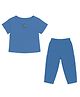 Mom's Home Organic Cotton Knit Half Sleeves Textured Tee & Pant Set - Blue