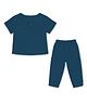 Mom's Home Organic Cotton Knit Half Sleeves Textured Tee & Pant Set - Royal Blue