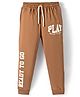 Evimo Single Jersey Knit Full Length Lounge Pant With Text Print - Brown