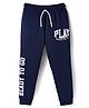 Evimo Single Jersey Knit Full Length Lounge Pant With Text Print - Navy Blue