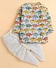 Polka Tots Cotton Woven Full Sleeves Elephants Printed Kurta With Dhoti Set - Multi Colour