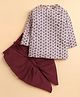 Polka Tots Cotton Woven Full Sleeves Elephants Printed Kurta With Dhoti Set - Maroon