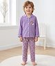 Polka Tots Cotton Woven Full Sleeves Lion Printed Night Suit Set - Lavender