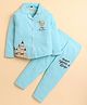 Polka Tots Cotton Woven Full Sleeves My Prince Text Printed Night Suit Set - Aqua Blue
