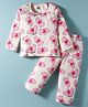 Evimo Single Jersey Knit Full Sleeves Co-ords Night Suit With Heart Print - Pink