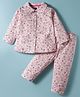 Evimo Single Jersey Full Sleeves Co-ords Night Suit With Floral Print - Pink