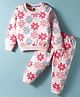 Evimo Single Jersey Knit Full Sleeves Co-ords Night Suit With Floral Print - Pink