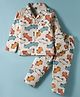 Evimo Single Jersey Knit Full Sleeves Co-ords Night Suit With Skateboard Print - Beige
