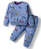 Evimo Single Jersey Knit Full Sleeves Co-ords Night Suit With  Vehicle Print - Blue