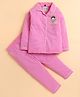 Polka Tots Cotton Woven Full Sleeves Cute Angel Text Printed Night Suit Set - Pink