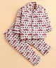 Polka Tots Cotton Woven Full Sleeves Cars Printed Coordinating Night Suit Set - White & Red