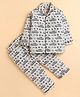 Polka Tots Cotton Woven Full Sleeves Cars Printed Coordinating Night Suit Set - White