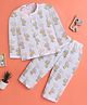 Polka Tots Cotton Woven Full Sleeves Baby Elephants Printed Coordinating Jhabla & Pant Set - White