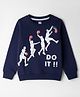 Evimo Looper Knit Full Sleeves Sweatshirt With Basketball Print - Navy Blue