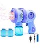 Vikrida Leak-Proof Automatic Bubble Gun for Kids & Toddlers  LED Light Bubble Blower with 2 Bubble Solution Bottles & Batteries  Blue Outdoor Toy