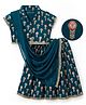 EARTHY TOUCH Single Jersey Knit Half Sleeves Choli Lehenga & Dupatta Set With Floral Foil Print - Green